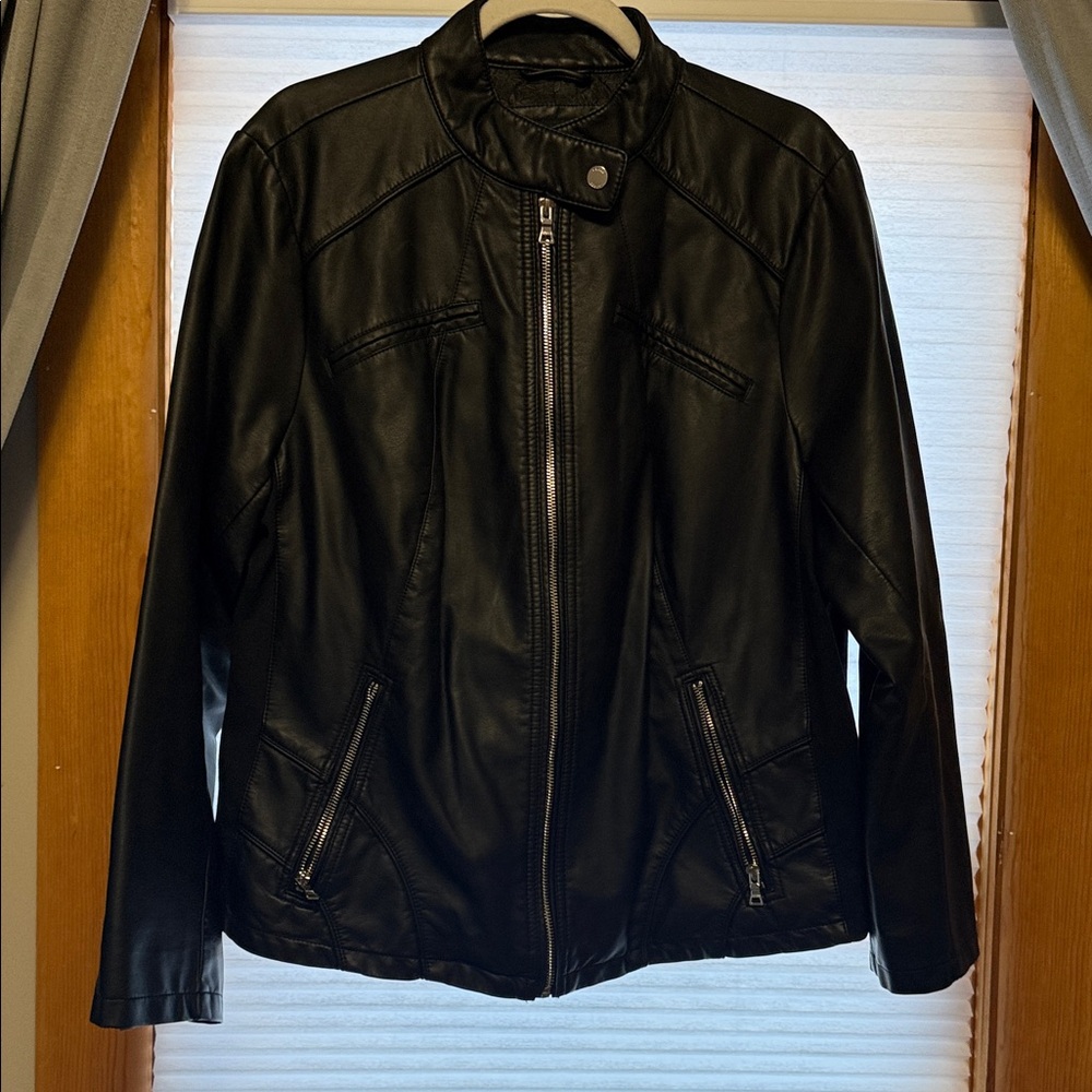 Guess Black Faux Leather Jacket